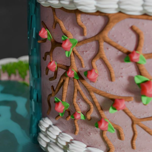 The rose bush on the cake