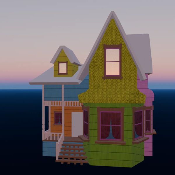 Render of the house with procedural textures