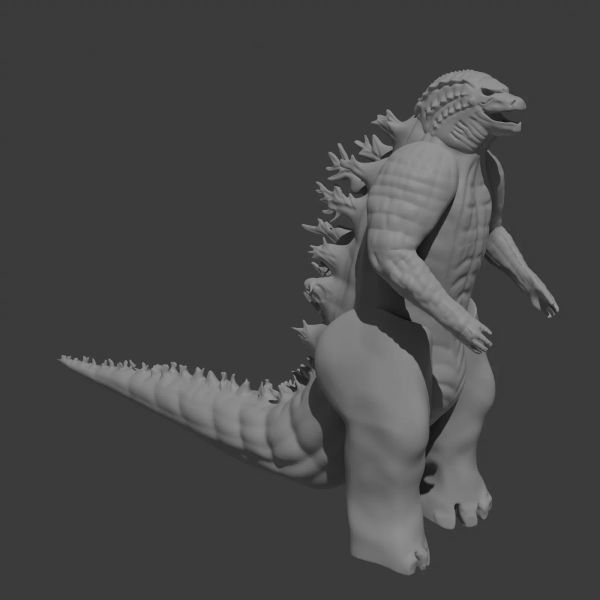 Render of Godzilla during the sculpting process